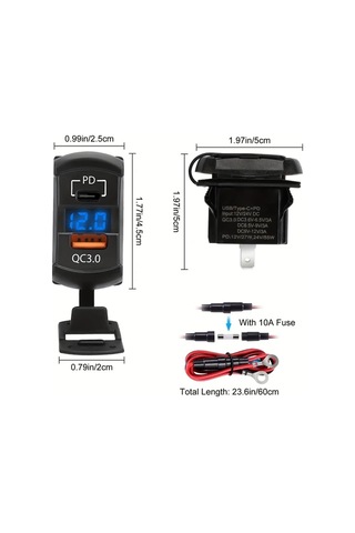 Boatshop1 Bluray Tel Sigorta 12v 24v Usb Rocker Switch Soketi Kapakli Pd Qc3 Led Voltmetre Tekne Rv Motosiklet Deniz Anahtar Panelleri Pilsiz