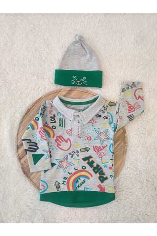 3lü Mavi Erkek Bebek Takım 3-6-9-12 -18ay Bebek Takımları Kıyafetleri Bebek Giyim Hediyelik Tkm75479 Yeşil