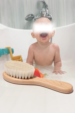 Thentech Yeni Nesil Keçi Kılı Organik Bebek Banyo Tarağı İnce Tüylü