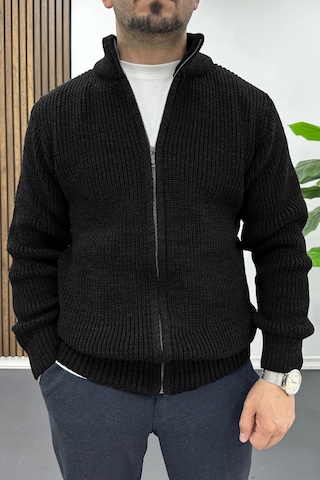 Edwox Erkek Slim Fit Fermuarlı Hırka Siyah Edw434 Siyah