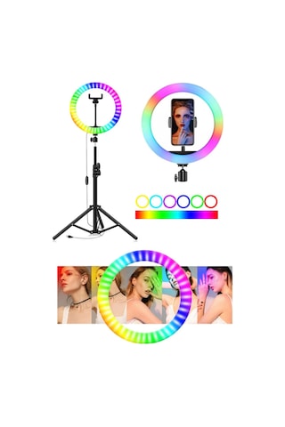 Thentech Telefon Kamera Uyumlu Yuvarlak Rgb Işıklı Led Işık