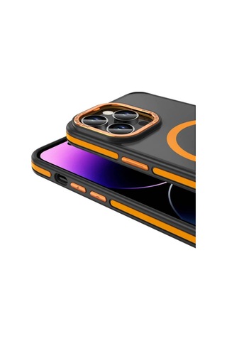 Apple Uyumlu iPhone 14 Pro Kılıf M-safe Şarj Özellikli Mat Görünümlü Zore Ant Kapak Turuncu