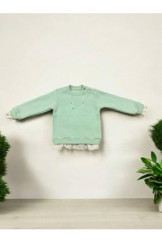 Divonette Kız Bebek Şardonlu Grand Yazılı Sweatshirt-15095 Mint