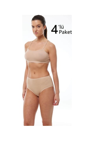 Malabadi 1030 4'lü Paket Kadın Modal Yüksek Bel Battal Slip & Külot Ten