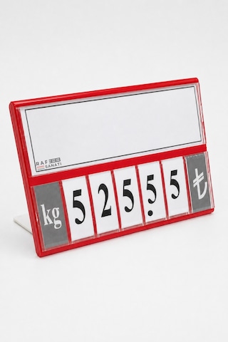 5 Adet - Fiyat Kasetlik Manav Kasap Şarküteri Etiketi Rakamlı Fiyatlık Ayaklı Büyük Boy 123x84 Mm Kırmızı