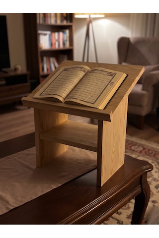 Nest Woodtr Doğal Ahşap Rahle Kur An-ı Kerim Okuma Standı Masaüstü Kitap Sehpası Dekoratif Ahşap Rahle