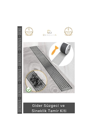Gidersüzgeci Banyo Mutfak Zemin Drenaj Filtre Saç Gider Süzgeci Sineklik 12 Cm 4 Metre Tamir Kiti