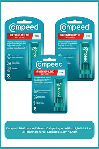 Sürtünme Ve Kabarcık Önleyici Ayak Ve Vücut İçin Stick 8 Ml Su Toplaması Karşıtı X3 Adet