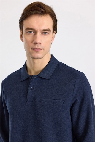 Süvari Lacivert Regular Düz Polo Yaka Sweatshirt Ssw2013700002-m09