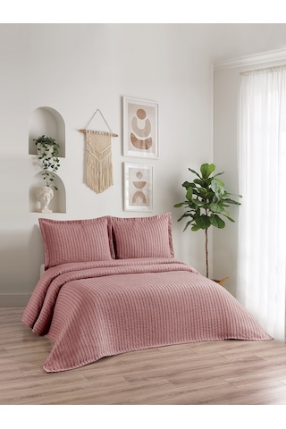 Lena 3 Parça Çift Kişilik Pike Takımı Kiremit 230 X 240 Cm Kırmızı