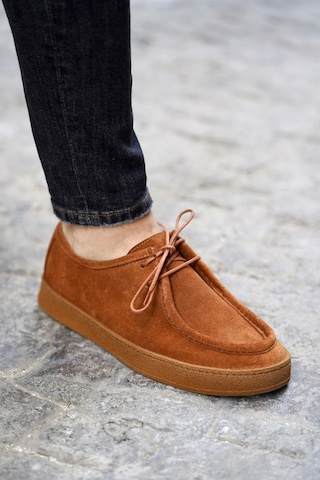 Shoetyle - Taba Süet Bağcıklı Erkek Günlük Ayakkabı 610-1004-1297 Taba