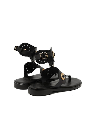 19 Black Sandalet Kadın 21075 Myconian 2025 Greek Sandal Siyah