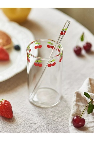 Roomi Borosilikat Camdan Yapılmış 300 Ml Bardak Pipetli, Uzun 245043239 Beyaz