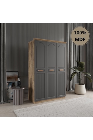 Pera 3 Kapak Mdf Gardırop Antrasit