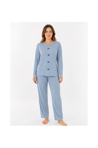 Sleeproom Büyük Beden Kadın Kaşkorse Buz Mavisi Mevsimlik Pijama Takımı