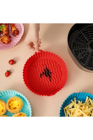 Hfambition 7.5 İnç Siyah Silikon Kek Tepsisi - Tekrarlı Kullanım Airfryer Aksesuarı - Ev Kullanıma Uygun Pratik Pişirme Materyali Çok Renkli