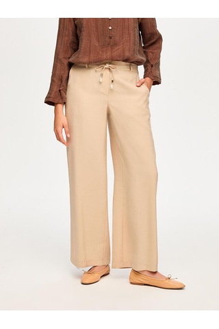 Faik Sönmez Wide Leg Fit Modallı Beli Lastikli Pantolon S26pnt029 Us26pnt02934 Bej