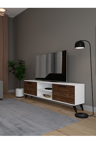 Monaco Düşer Kapaklı Tv Ünitesi 2 Kapaklı 180 Cm - Atlantik Çam & Beyaz Atlantik Çam - Beyaz