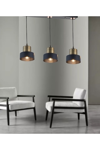 Tt031-3S-Sy-Esk Tt Aydınlatma Mat Siyah-Eskitme 3 Lü Sıralı Avize