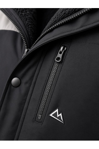 Oksit Tuc 1032 İçi Polar/kürk Astarlı Su İtici Termal Softshell Erkek Mont - Soğuk Geçirmez Spor Kaban Siyah