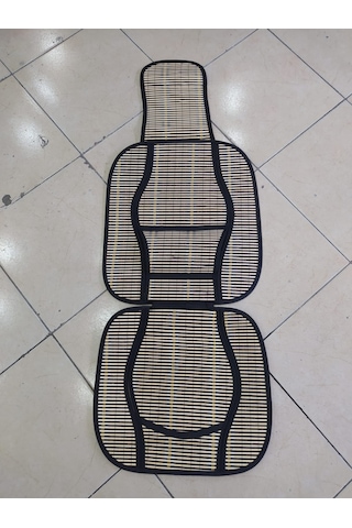 Oto Hasır Bambu Minder Ön İkili Takım Bel Destekli Terletmez Wf-1022 Siyah