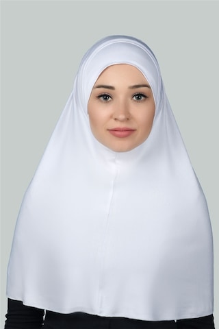 Hazır Türban Pratik Eşarp Tesettür Hijab - Namaz Örtüsü Xl Beyaz