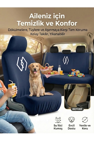 Renault 11 İle Uyumlu Servis Oto Koltuk Kılıfı Araç İçi Kullanım Lacivert