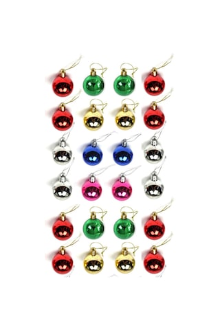 Waldern Yılbaşı Çam Ağacı Süsü Renkli 4 Cm 24lü Cici Top