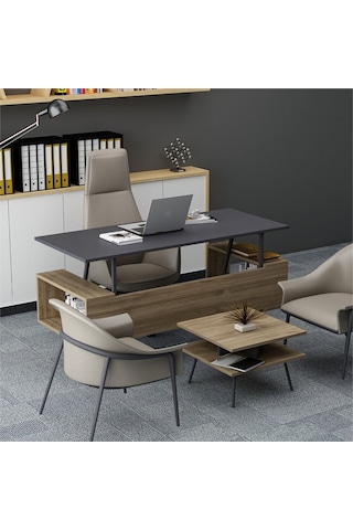 Irony Maxi Ofis Masa Takımı Antrasit Ceviz