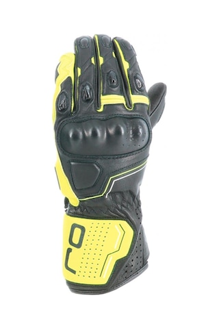 Oj Sleek Siyah/sarı Korumalı Uzun Racıng Deri Eldiven S