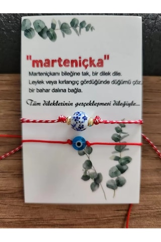Marteniçka Seramik Ve Nazar Boncuklu İkili Bileklik Çok Renkli