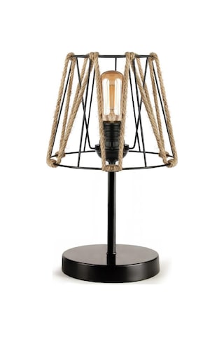 Otantik Üçlü Metal Avize Ve Abajur Seti Siyah