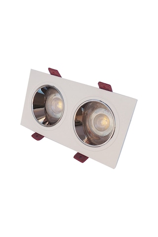 Beyaz Krom Çiftli Sıva Altı Spot Cob Led Armatür GU10 5W Beyaz Iş