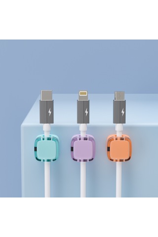 Springsun Masaüstü Mıknatıslı Kabloları Düzenleyici, Otostikli Sabitleyici Klampler, Kabloları Çabuk Topla Ve Düzene Sok - Mavi 6 Adet