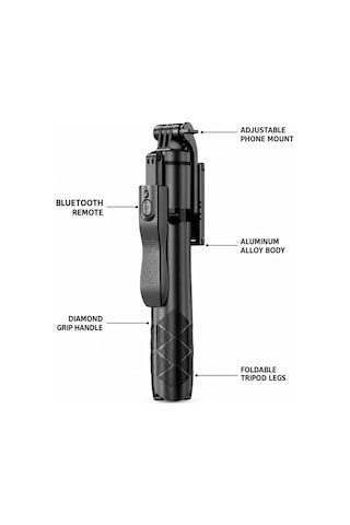 Hepu Sf-11 Bluetooth Kumandalı Uzatılabilir Selfie Stick Tripod Kablosuz Çekim Destekli, Katlanabilir Ve Taşınabilir Tasarım