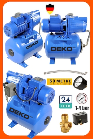 Deko Dk24lt25 Yüksek Basınçlı 1.5 Hp Jet Hidrofor 24 Lt Tank Otomatik Hidrofor Ev Villa Bahçe