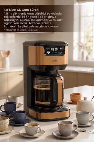 Scm-9040 Otomatik Zaman Ayarlı Xl 14 Fincan Filtre Kahve Makinesi Dijital Göstergeli