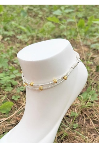 Gümüş Kazaziye Dorika Detaylı Halhal 02 Hal02gy Altın Sarısı