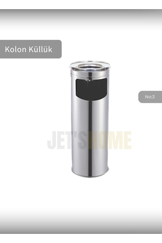 Jet's Home Kolon Küllük Paslanmaz Dış Mekan Sigaralık Lüks Ayaklı Küllük No:3 Çöp Kovası Kutusu Gri