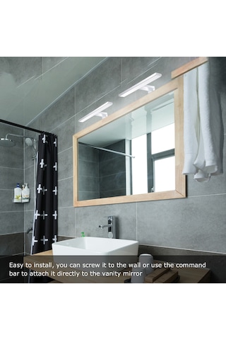 Geeksen Banyo Ip44 Su Geçirmez Led Ayna Lambası 7w 110-240v 40cm Krom Alüminyum Modern Duvar Aydınlatması Gümüş