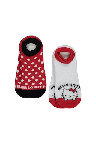 Hello Kitty Kız Çocuk 2'li Babet Çorap 2-12 Yaş Kımızı Kımızı