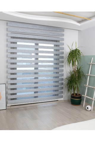 İncilifehome Bambu Kumaş Zebra Stor Perde Gri Alüminyum Kasalı Gri