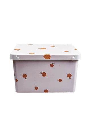 Style Box Mantar Desenli 20 L Dekoratif Oyuncak Ve Saklama Kutusu Bej Çok Renkli