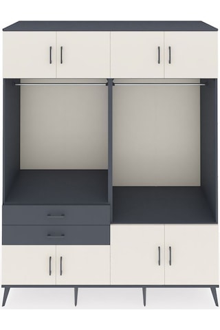 Kronos Gardrop 7 Raflı 2 Çekmeceli 2 Askılı 176x59x221 Antrasit-aytaşı/antrasit Aytaşı/antrasit