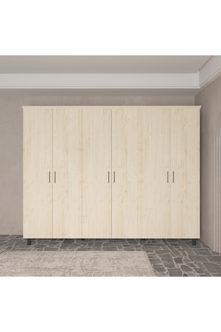 Soft Wood 6 Kapaklı Masif Ahşap Gardırop Çam