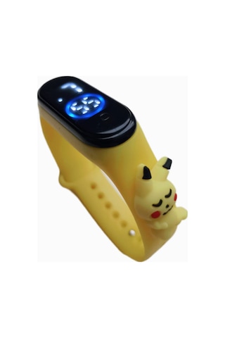 Japanex Renkli Figürlü Dokunmatik Dijital Çocuk Saati Sarı Pika