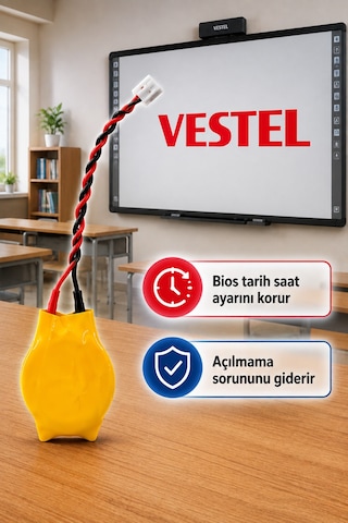 Vestel Etkileşimli Faz-1 Akıllı Tahta Cr2032 Kablolu Soketli Bios Pili