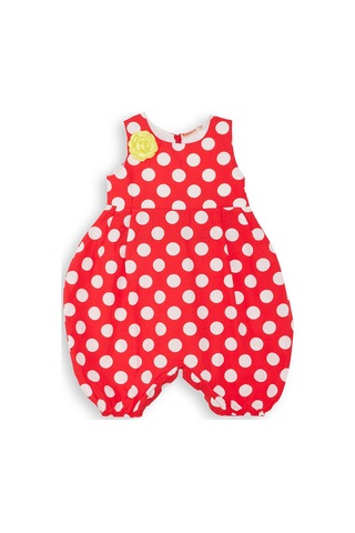 Denokids Kırmızı Beyaz Puanlı Kız Balon Tulum Çok Renkli
