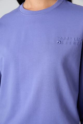 Tommy Life Eflatun Basic Pamuklu O Yaka Oversize Lastik Paça Kadın Eşofman Takım - 95287 Mor