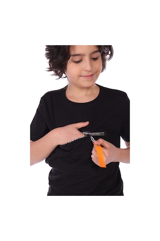 Toontoy Kids Toontoy Erkek Çocuk Önü Süs Fermuarlı Kol Kısmı Arma Detaylı Tişört Siyah